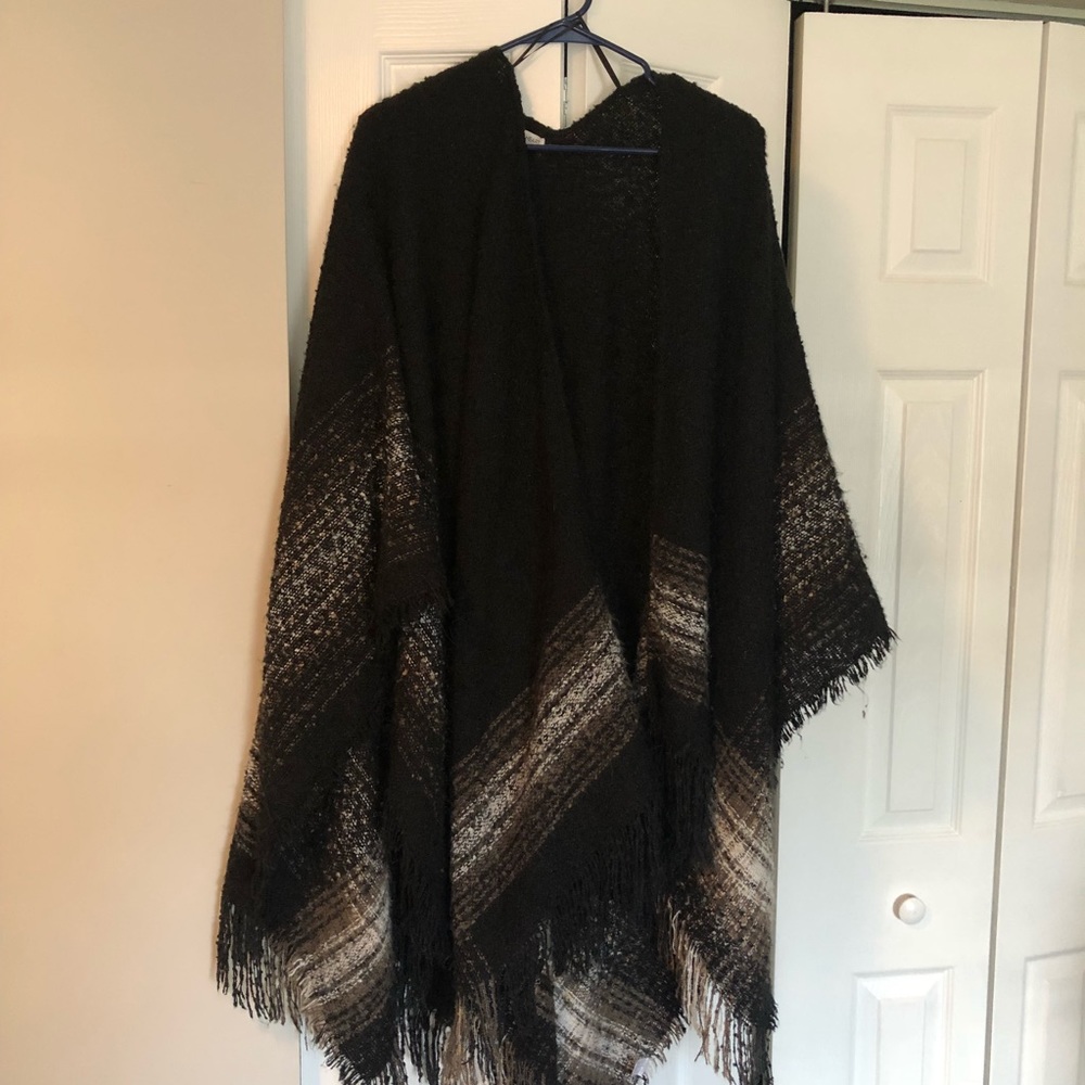 Grey and Black Poncho